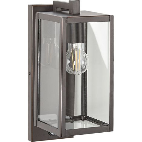 Lámpara de pared de metal negro 33 cm vidrio aplique sensor movimiento exterior Megget