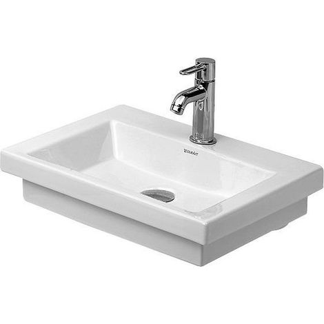 Lave-mains Duravit 2ND FLOOR sans trop pleinavec plage de robinettrie 500x400mm 1 trou de robinetterie blanc