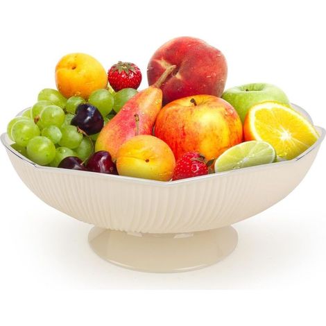 Corbeille À Fruits En Pet Alimentaire, 25 X 13 X 11 Cm, Amovible Et Moderne, Avec Trous De Drainage. Idéale Pour La Salle De Bain Et La Cuisine. Couleur : Blanc. (1/5)