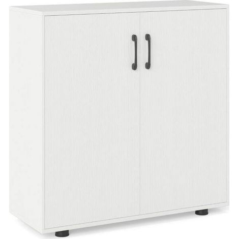 2-Door Storage Cabinet Modern Accent Cabinet with 5-Position Adjustable Shelf-White (1/5)