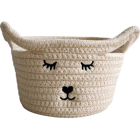 Panier de rangement tressé créatif en coton-19X15CM-Khaki (1/3)