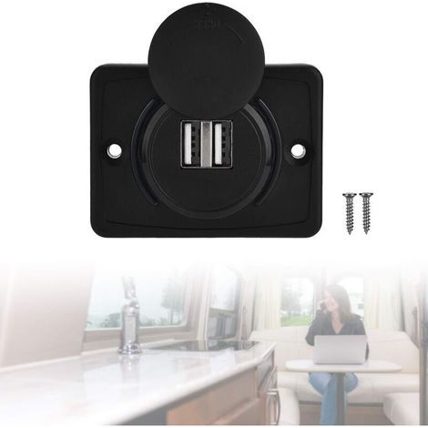 Prise USB 12V Encastrable Double Port 3,1A Étanche avec Voyant LED pour Camping-Car Bateau (1/5)