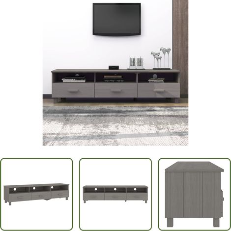Fernsehschrank Holz - TV-Schrank HAMAR Hellgrau 158x40x40 cm Massivholz Kiefer (1/5)