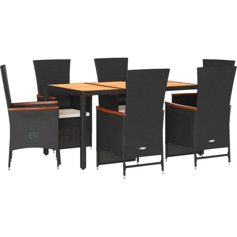 Maison Exclusive - 7-tlg. Garten-Essgruppe mit Kissen Schwarz Pol