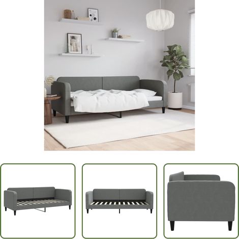 vidaXL Lit de jour - Lit de repos sans matelas gris foncé 80x200 cm tissu (1/5)