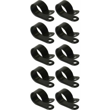10x P-Clip en nylon noir 12,7x12,5x5 Collier de serrage Câbles Gaines Tuyaux Conduits clip fixation guide