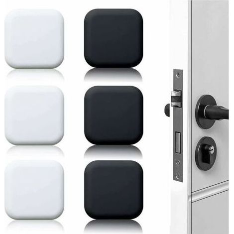 Butoir de porte mural grand 6 pièces tampon de porte autocollant en caoutchouc blanc/noir 45mm×45mm tampon de poignée de porte tampon mural pour poignées de porte contre butée de porte (1/5)