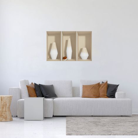 Sticker effet 3D Vases en bois blanc 80 x 120 cm (1/3)