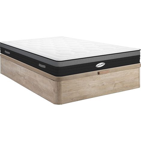 Set 160x200 rete vano Naturale chiaro+mater. ibrido molle insac. 7 zone e memory foam sp. 25 - AMARANTE di NATUREA