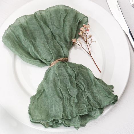 Serviettes En Mousseline - 20x20 Pouces - 6 Pièces - Coton Polyester - Pour Décoration De Table Mariage Fête Anniversaire Baby Shower - Vert Sauge (1/5)