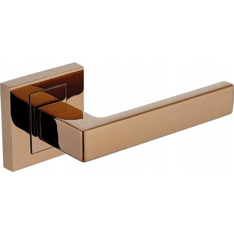 Poignée de porte intérieure Qubik Ii - Or rose - Forme géométrique - Construction universelle - Ressort arrière