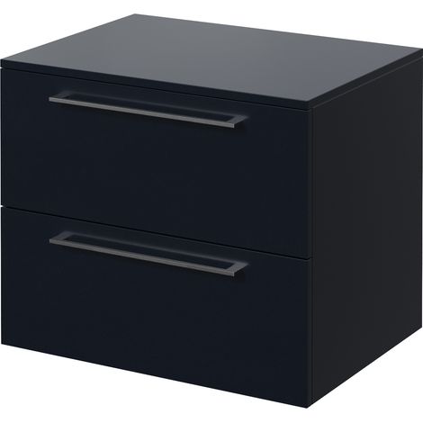 Napoli 460 Deep Blue 600mm Wall Mounted 2 Drawer Vanity Unit for Countertop Basins - 600mm - Chrome 320mm Handle