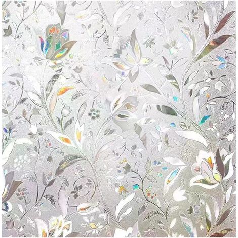 60×200cm 3D Window Film, Electrostatic Film, Privacy Protection, UV Protection, Decorative Window Film, Anti-Glare, Tulip Flower Pattern (1/5)