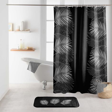 1 rideau de douche, polyester, imprimé, avec crochets, salle de bain (1/3)