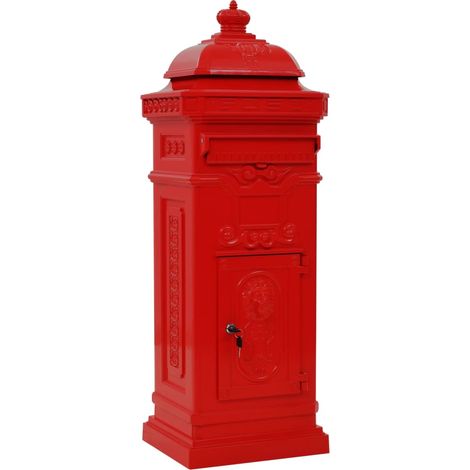 Buzón de pilar de aluminio vintage inoxidable Rojo Rojo 020041556