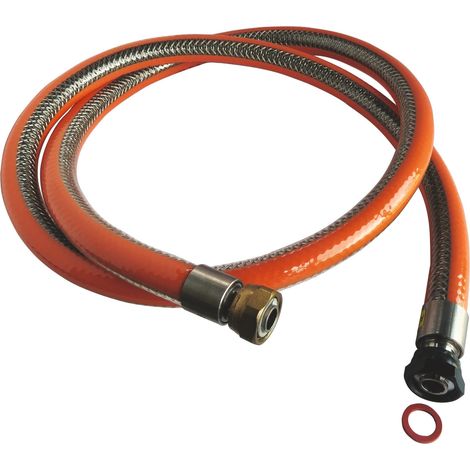 Flexible inox 1m pour bouteille Butane/Propane - Raccords écrou tournant 20/150 et 15/21 - Durée illimitée - Idéal pour alimentation gaz appareils (1/5)