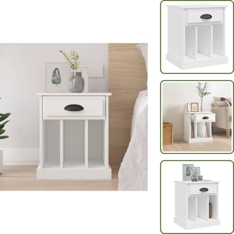 Table de chevet blanc 43x36x50 cm - Table De Chevet - Meuble De Chambre - Table Nuit - Commode - Rangement