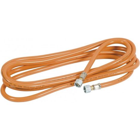 Tuyau Flexible Gaz - 4 M - Raccords 4x11 DK6 - Pour Désherbeur Thermique - Propane Butane - Orange (1/4)
