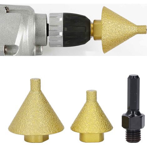 Winkelschleifer mit M14-Adapter, Φ38+Φ50 mm, neu, mit konischem und diamantbesetztem Schleifkopf, ideal zum Bohren, Vergrößern und Polieren von Keramik, Marmor und Quarz. (1/5)