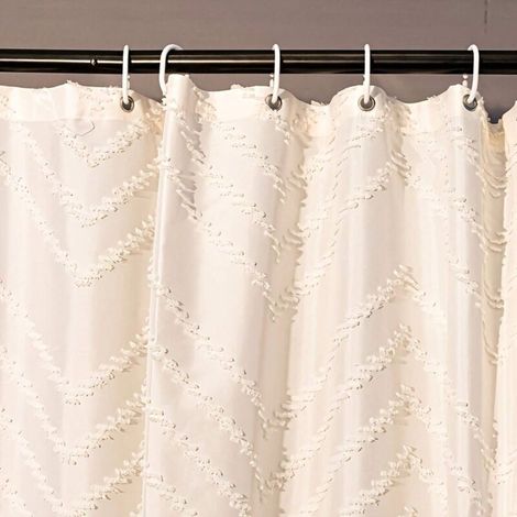 1 rideau de douche bohème à franges, en polyester jacquard, 12 crochets inclus, rideau de séparation pour salle de bain 180200cm (1/2)