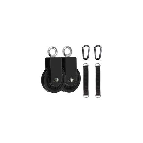 Poulie pour Cable, Poulie Musculation avec Sangle de Suspension et Mousqueton Poulie de Levage Pivotant à Poulie Simple (2Pcs)