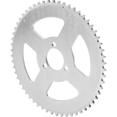 Weißes Stahl-Kettenrad T8F 58T, 3-Loch-Kurbelgarnitur, 29 mm Durchmesser, für Minibikes, Quads und 47/49 cm³ Karts. (1/5)