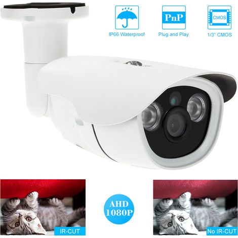 Caméra de surveillance bullet AHD 1080p 2 MP, capteur CMOS 3,6 mm 1/3", double LED infrarouge, vision nocturne, filtre IR-CUT, étanche, pour la sécurité intérieure et extérieure, système PAL. (1/3)