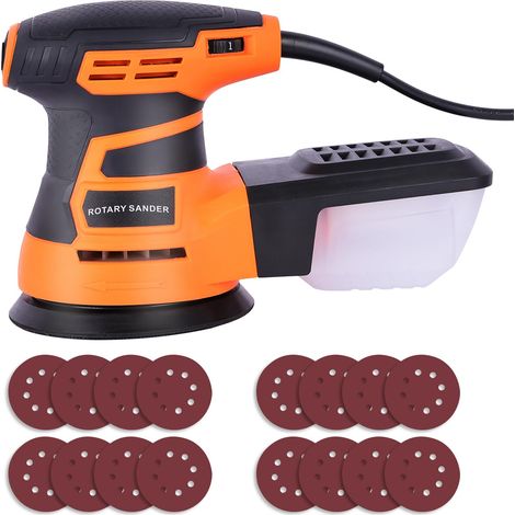 Ponceuse Électrique 350W: 6 Vitesses Variables 6000-13000 RPM avec Collecteur de Poussière, Ponceuse Orbitale Circulaire + 16 Disques Abrasifs pour Bois Métal Mur (1/5)