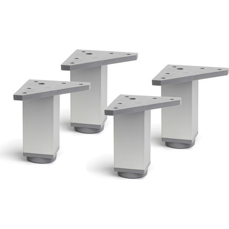 Jeu de 4 pieds carrés réglables en aluminium d'une hauteur de 100 mm et finition anodisé mat. Dimensions: 40x40x100 mm - talla