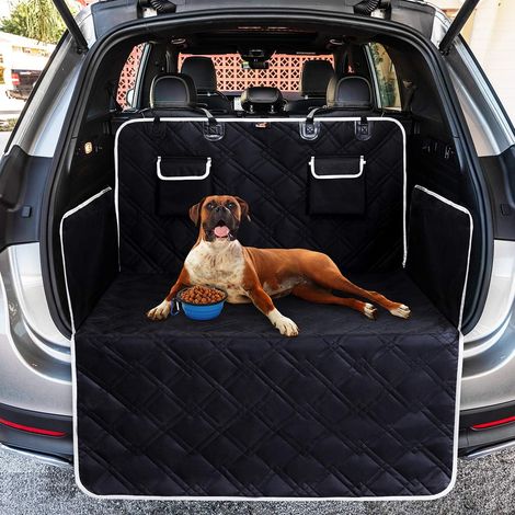 Protection Coffre Voiture pour Chien Universelle avec Protection Latérale Tapis de Protection Robuste pour Chien, Couverture de Coffre pour Toutes Les Voitures, Facile à Nettoyer, Noir (1/5)