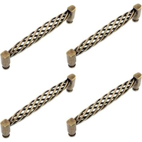 4X Poignées de Porte Cuisine Creux Vintage avec Vis Boutons pour Meubles Armoires Commodes - Bronze/128mm (1/5)