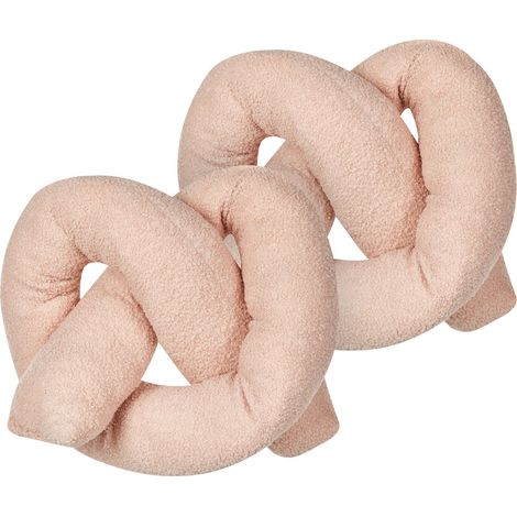 Set of 2 Decorative Cushions GLADIOLUS Boucle 172 x 14 cm Pink Solid