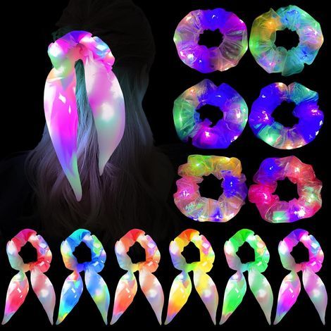 Elastici per capelli con luci LED: 12 accessori per capelli a LED per feste, 3 modalità di illuminazione, si illuminano al buio (1/5)