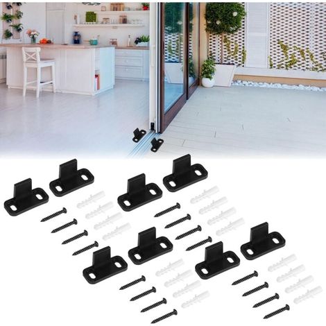 Guide Porte Coulissante,Guide Porte Galandage,Guidage au Sol Porte,Guide de Plancher Porte Coulissante Bas de Porte de Grange Coulissante pour Porte D'armoire Porte en Bois (Noir8 PCS) (1/4)