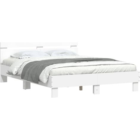 Bed Frame with LED without Mattress White 140x200 cm vidaXL (1/5)