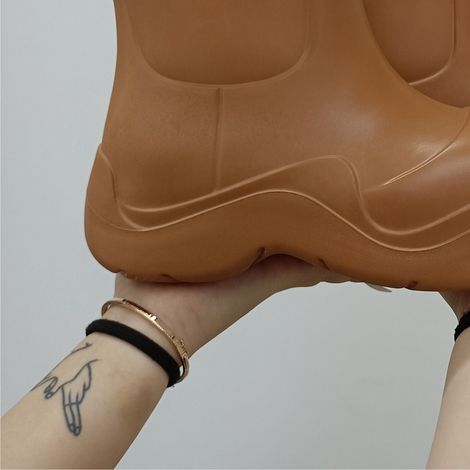 Bottes de pluie pour femmes en EVA, imperméables, à semelle épaisse, courtes, marron, pointures 40/41. (1/3)