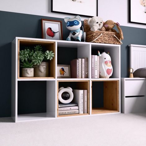 Scaffale Malax a 2x3 scomparti, bianco opaco - ideale per ufficio, soggiorno e cameretta dei bambini. (1/2)