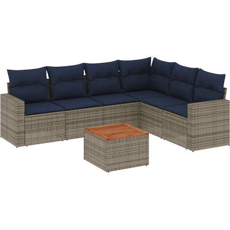 Maison Exclusive - 7-tlg. Garten-Sofagarnitur mit Kissen Grau Pol