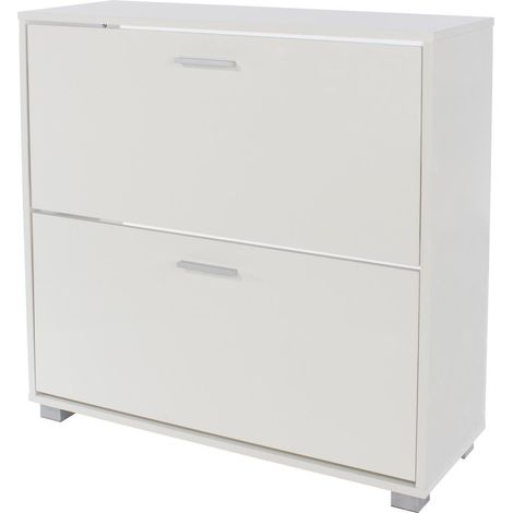 Shoe Cabinet White Gloss Hallway Living Home Furniture Storage Organiser Unit (1/5)