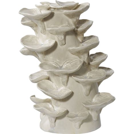Scultura decorativa in gres beige a forma di funghi sovrapposti 18×15×24 cm