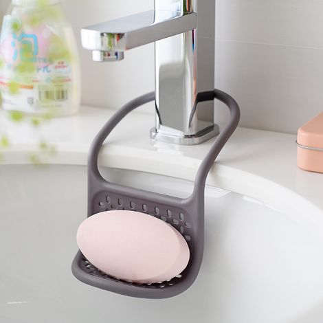 Gray Bathroom Faucet Storage Soap Dish Asphalt Hanging Basket (1/5)