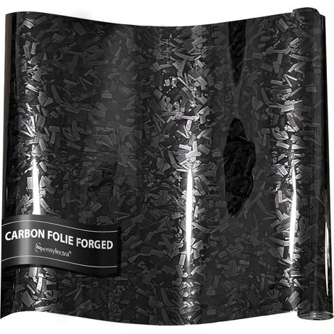 Film de Carbone Forgé,150x30cm Covering Voiture Forgé,Autocollant pour Voiture,Film Covering Carbone en Vinyle (Noir Brillant) Aspect carbone, film (1/5)