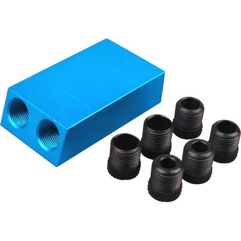 Lot de 7 localisateurs de trous inclinés 15° en alliage aluminium bleu, pour travail du bois, réglage de limite de perçage, outil de précision (1/5)