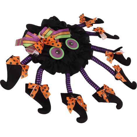 Halloween-Kranz mit einer gruseligen, vielbeinigen Spinnengirlande zum Dekorieren von Türen, Wänden und Partys. (1/5)