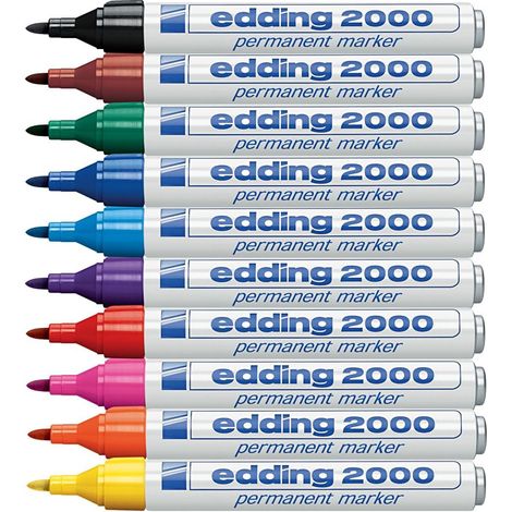 Marqueur permanent - multi-couleur - boîte de 10 stylos - pointe ronde 1,5-3 mm - sèche vite - résiste à l'eau et à l'essuyage - pour carton, plastique, bois, métal, tissu (1/5)