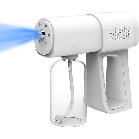 Nebulizzatore disinfettante professionale, pistola spruzzatrice senza fili con particelle fini da 380 ml, nebulizzatore disinfettante portatile con luce blu per una disinfezione senza contatto (bianco (1/4)