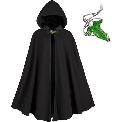 Kapuzenumhang im Renaissancestil mit grünen Blättern und Elfenbrosche mittelalterliches Kostüm Unisex-Kapuzenmantel für Halloween im mittelalterlichen Stil. (1/5)