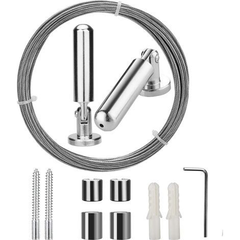 Acier Inoxydable Rideau Tension Fil Pincer Clips Net Rideau Tieback Rod Set Photo Suspendus 5 Mètres (1/5)