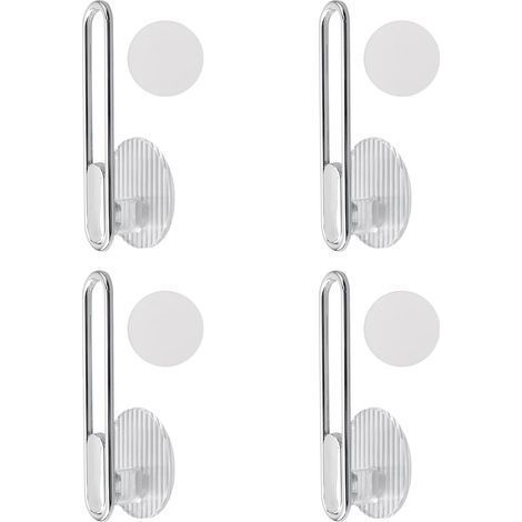Lot de 4 crochets auto adhésifs en forme de L pour embrasses de rideaux Crochets muraux sans perçage Crochets multi usages pour la maison (1/5)