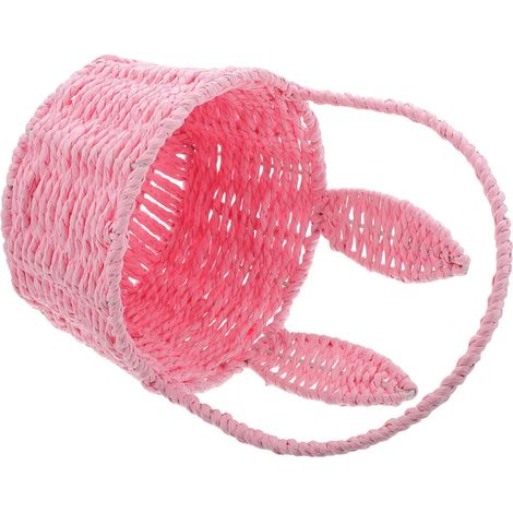 Panier à Fleurs Tressé à Main Rose, Oreilles de Lapin, en Papier (1/5)